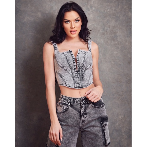 Denim Corset Top - Picture 1 of 4